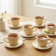Tea Cup and Saucer Set 6 Pcs With Wooden Stand